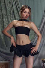 Ballerina Mirror Palais Taffeta Mini Skort in Noir XS BNWT