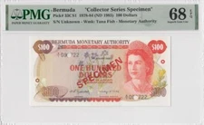 1982 BRITISH COLONY BERMUDA QEII $100 **SPECIMEN** (( PMG 68 EPQ - Top Pop ))