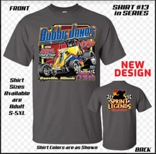 New Sprint Legends #2 Bubby Jones Gas Chem Dark Gray Sprint Car T-Shirt
