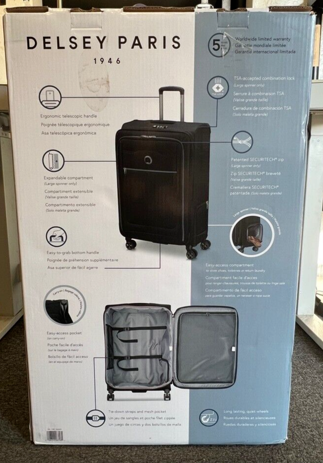 Delsey Paris 2Piece Softside Spinner Luggage Set Black 98376064498