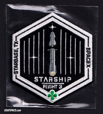 バッジ Authentic SPACEX STARSHIP TEST FLIGHT-3 SUPER HEAVY STARBASE, TX