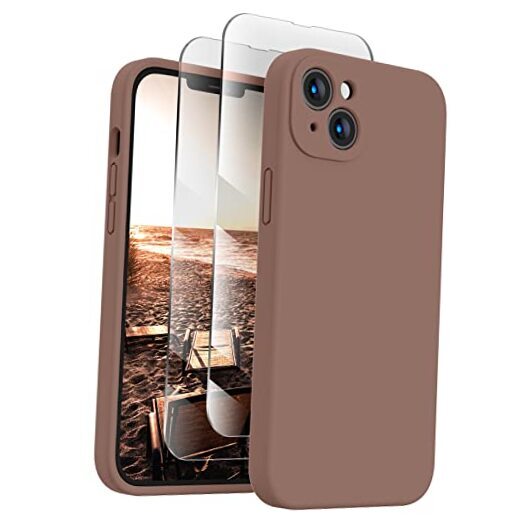 Designed for iPhone 14 Case, Silicone Upgraded [Camera Protection] Light Brown