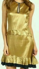 NEW! Juicy Couture Hammered Silk Satin Gold Dress Size 0,2,4,8