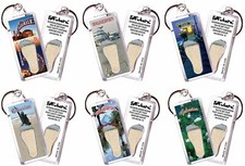 Galveston FootWhere® Souvenir Keychains. 6 Piece Set. Made in USA