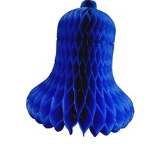 Vtg Christmas Decoration Blue Honeycomb Folding Paper Bell Hanging Decor