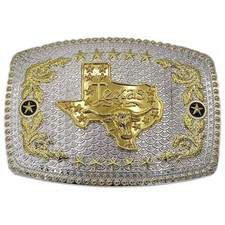 Oversize TEXAS STATE Flag SILVER  GOLD Belt Buckle Cowboy Cowgirl Rodeo LARGE