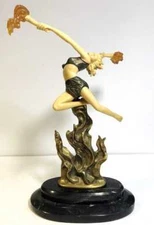  Art Deco (style)  Sculpture on stand woman Holding a flame Circa 1965 AS IS