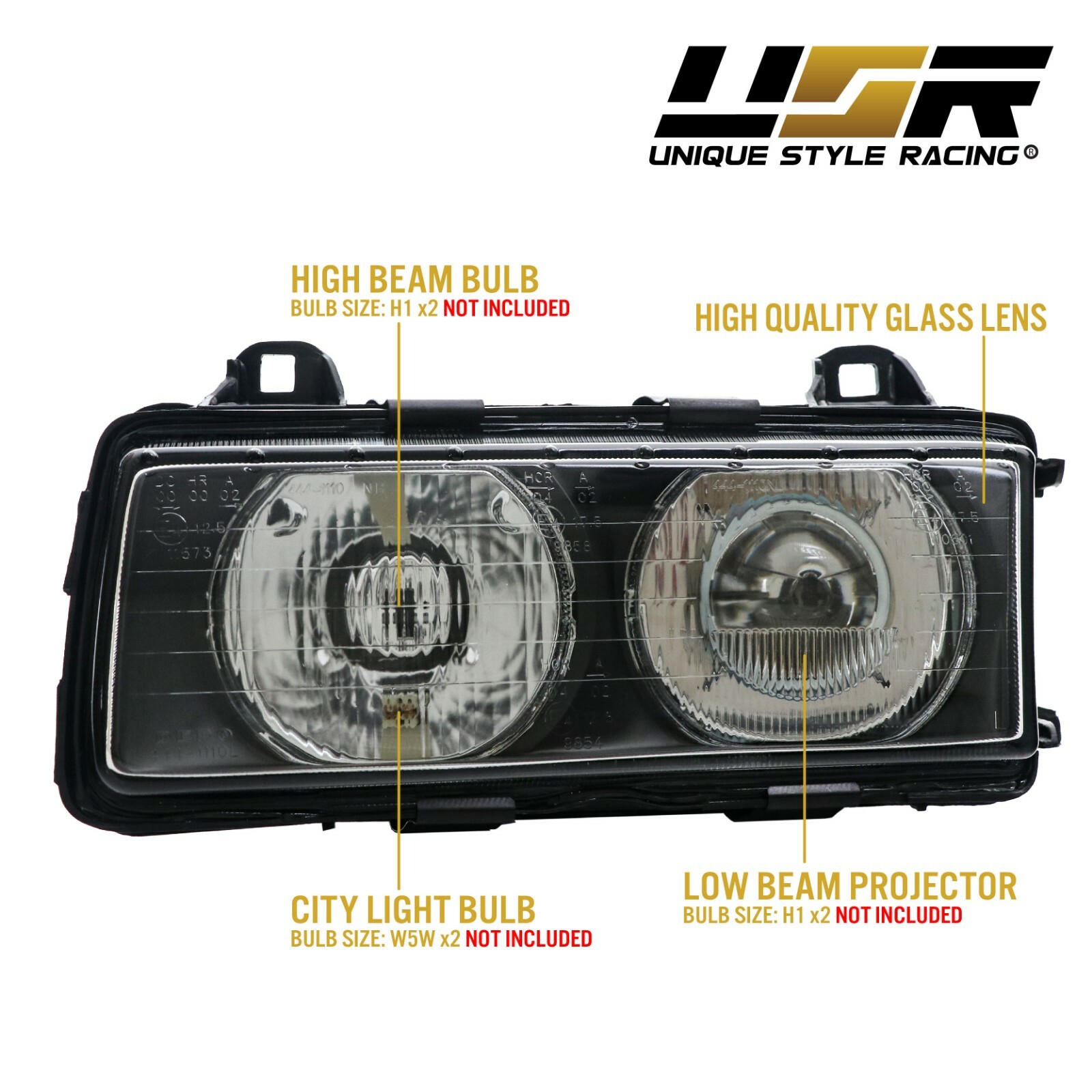DEPO Euro GLASS Ellipsoid Projector Hella Style Headlamp For BMW E36 3 Series