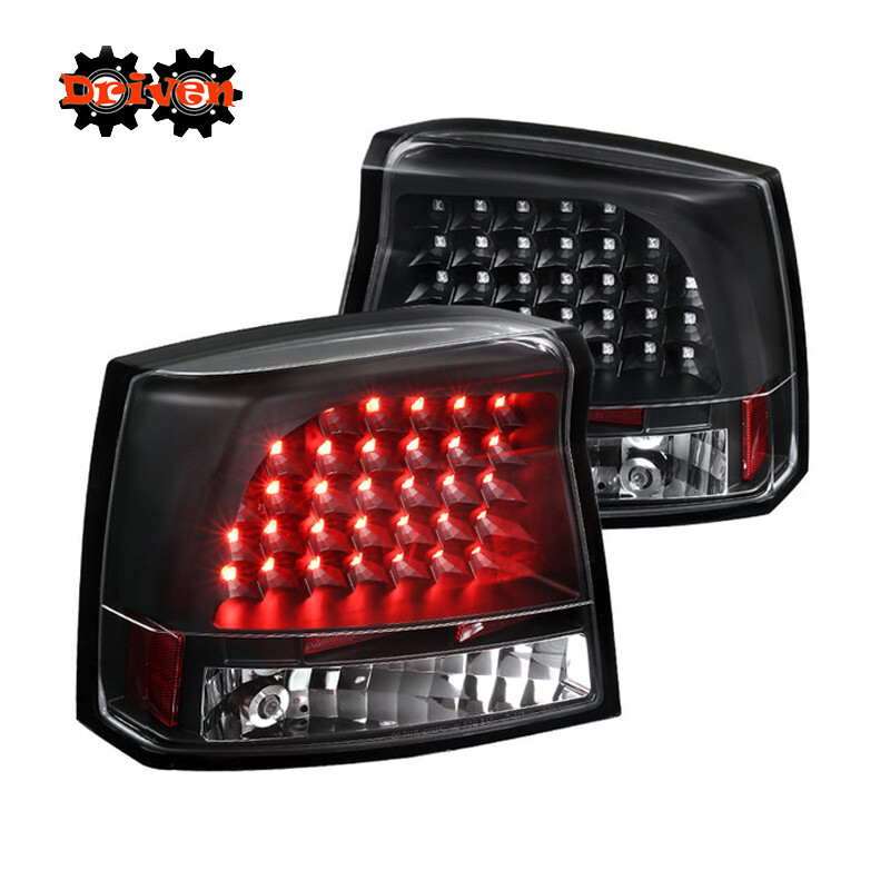 For 20052008 Dodge Charger LED Tail Lights Matte Black Housing Cleart Lens eBay