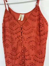 Japana Women’s Tank Top Small Burnt Orange Eyelet Embroidered Sleeveless - BC