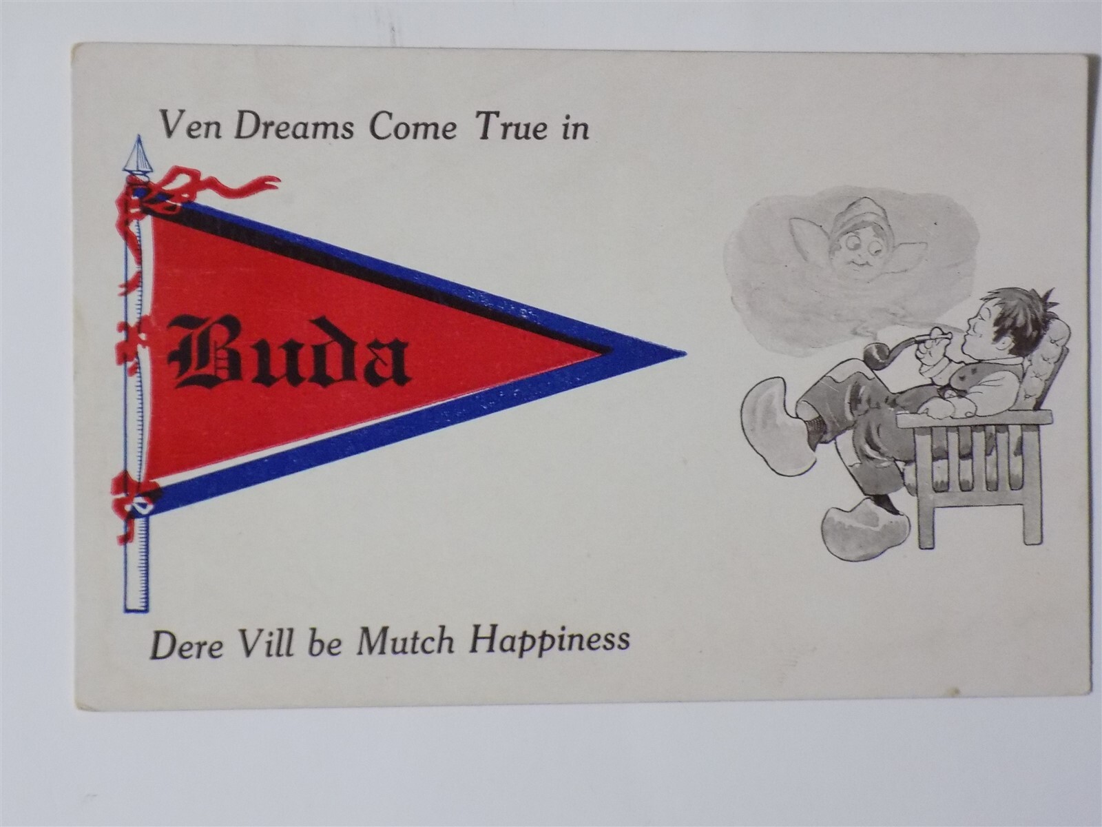 Buda, Illinois IL Ven Dreams Come True Dutch Pennant 1910s L723 eBay