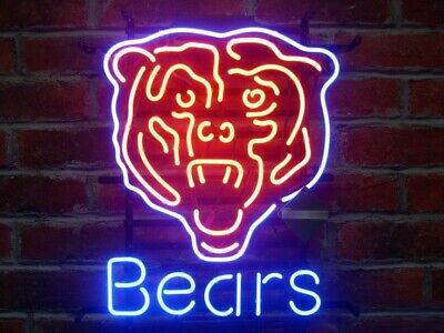 Chicago Bears Helmet Neon Light Sign 20"x16" Beer Cave Gift Lamp Windows 