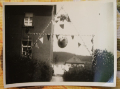 Photo 1965 GDR Sebnitz carnival decoration kindergarten entrance lantern vintage CA
