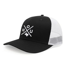 Houston HOU Hat for Men Women Snapback Trucker Baseball Cap (Black/White)