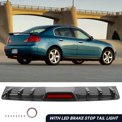 For Infiniti G35 G37 Sedan Rear Bumper Diffuser Carbon Splitter Lip Spoiler LED