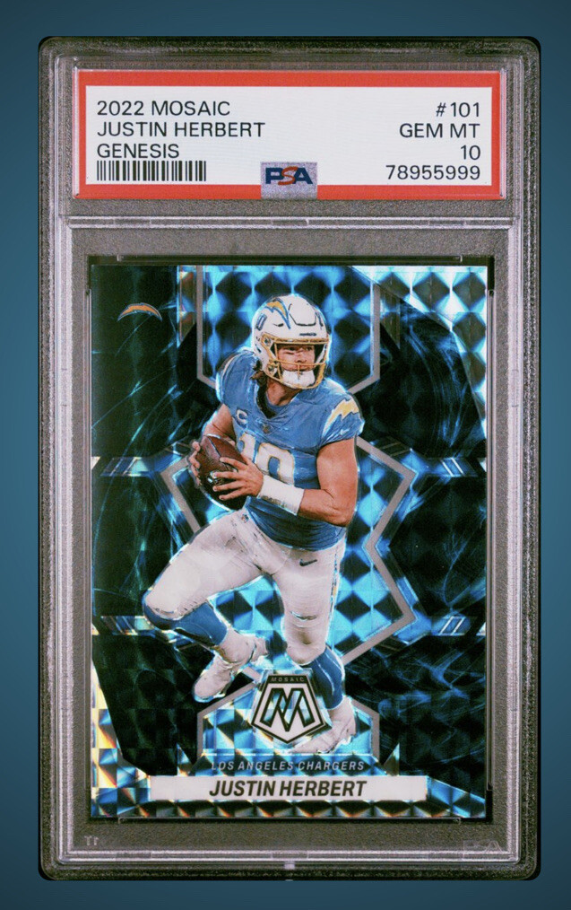 2022 Panini Mosaic - Justin Herbert Genesis #101 - PSA 10 GEM MINT - Low Pop