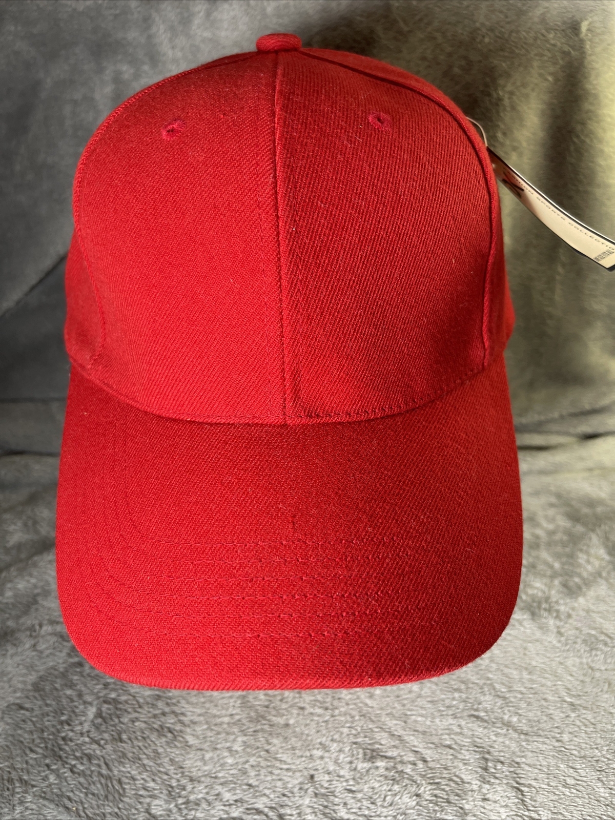 Unisex Plain Baseball Cap Solid Red Hat Adjustable Hook & Loop