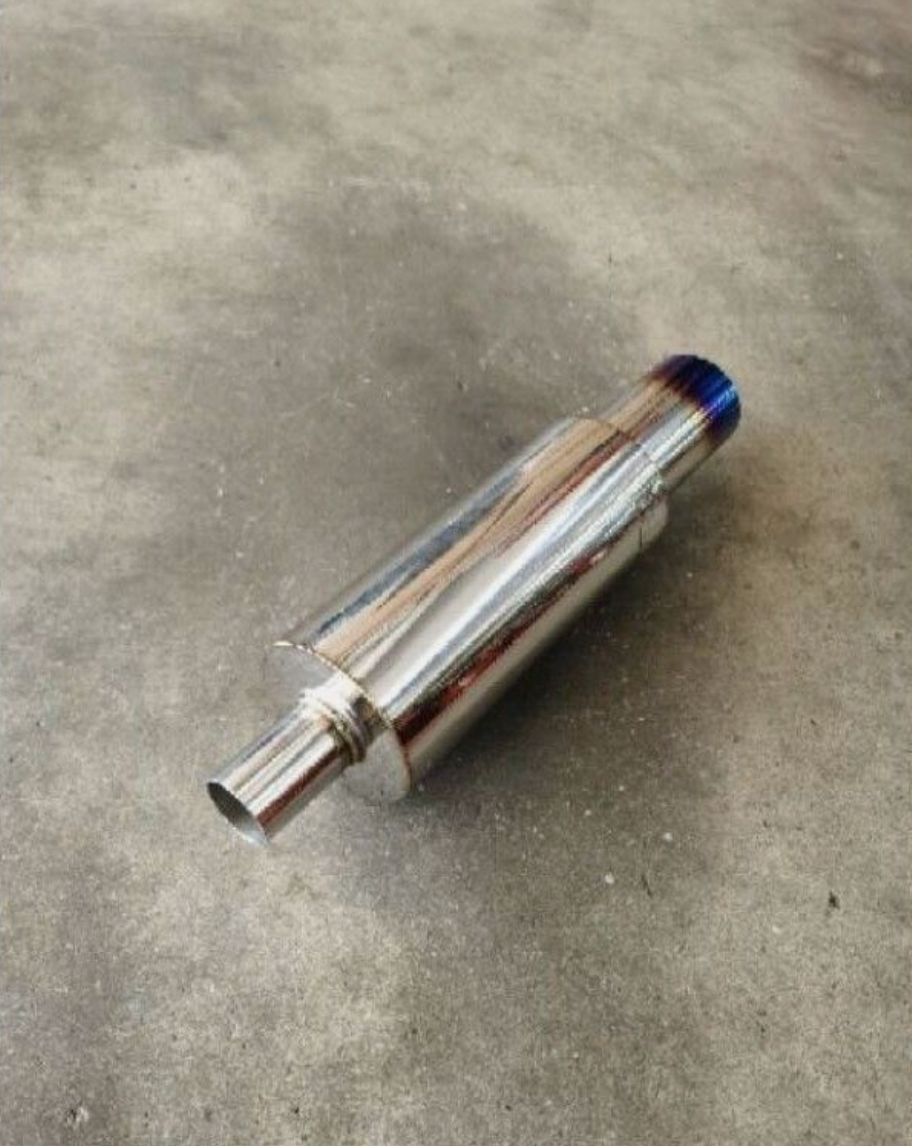 HKS HIPOWER FACE BLUE EXHAUST TITANIUM MUFFLER Inlet 2.5" Outlet 4.0