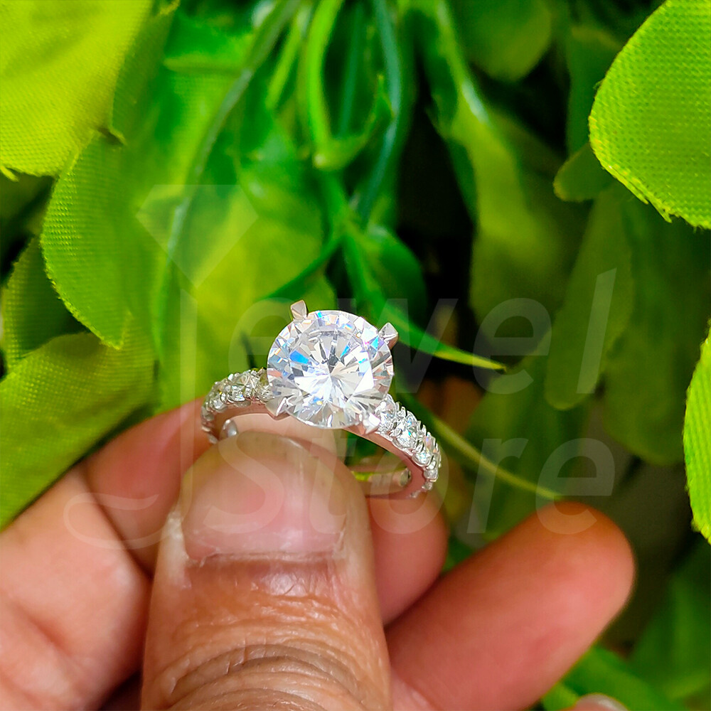 3Ct Round Cut Diamond Engagement Ring Women's 14K White Gold
