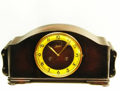 JUNGHANS PURE ART DECO CHIMING MANTEL CLOCK BLACK FOREST