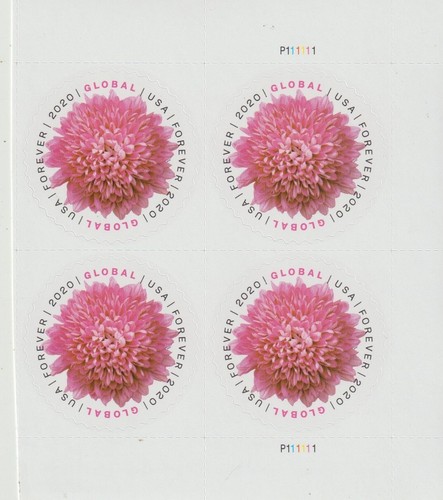 4 U.S. 2020 Global Forever Chrysanthemum Stamps 1 ounce global or $1.65 domestic