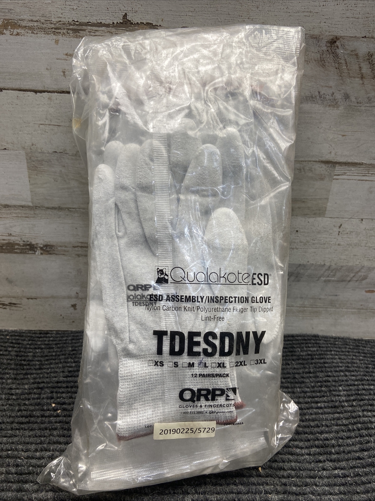 New QRP TDESDNY  Qualakote ESD Inspection/Assembly Gloves - Large- 12 Pair/Pack