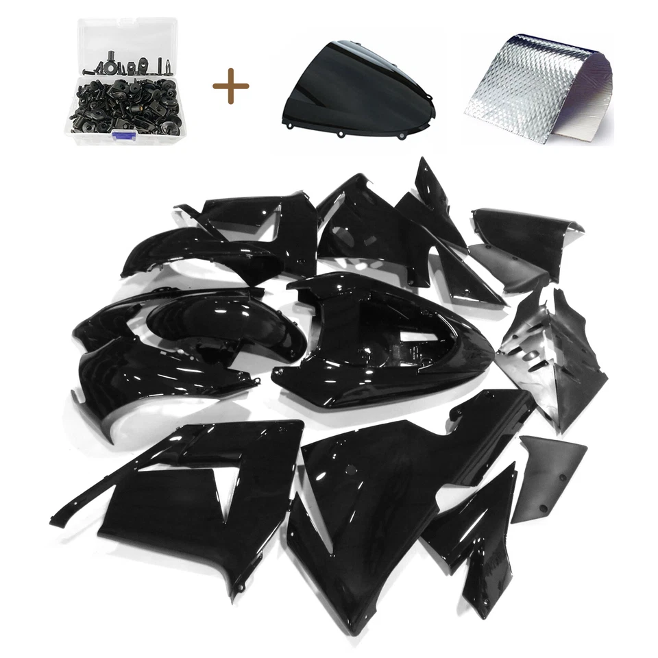 Glossy Black Injection Fairing Kit Fit for Kawasaki Ninja ZX10R 2004 2005 +Bolts - Изображение 4 из 4