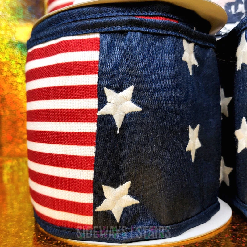 CINTA CON CABLE AMERICANA REGENCIA 5 ROLLOS 4" Ancho 25 Yardas Dupion Silk Stars Rayas Foto 2 de 4