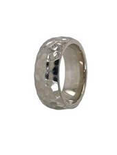 925 Sterling Silver 7 mm Hammered Band Ring Size 5