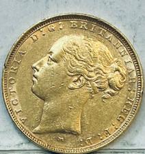 AUSTRALIA 1887 M GOLD MELBOURNE SOVEREIGN RARE KEY DATE LOW MINT HIGH GRADE #03