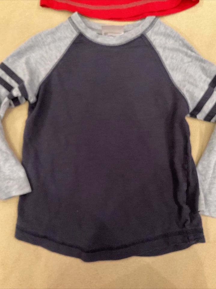 Hanna Andersson 100 Boys Raglan Tees Long Sleeve Blue Red - Image 2 of 4