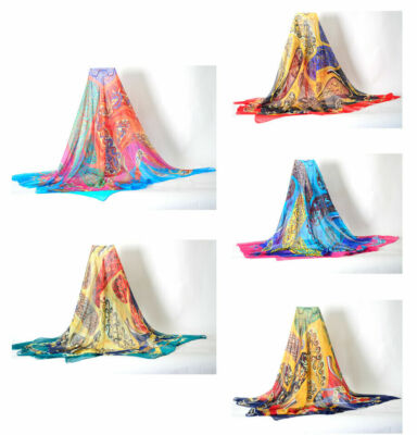 Scarf Bandana Head Wrap Shawl Silk Touch 54'' Large Summer Square Exotic