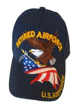 U.S. Air Force, Retired, Lg. Eagle and Flag, navy blue hat