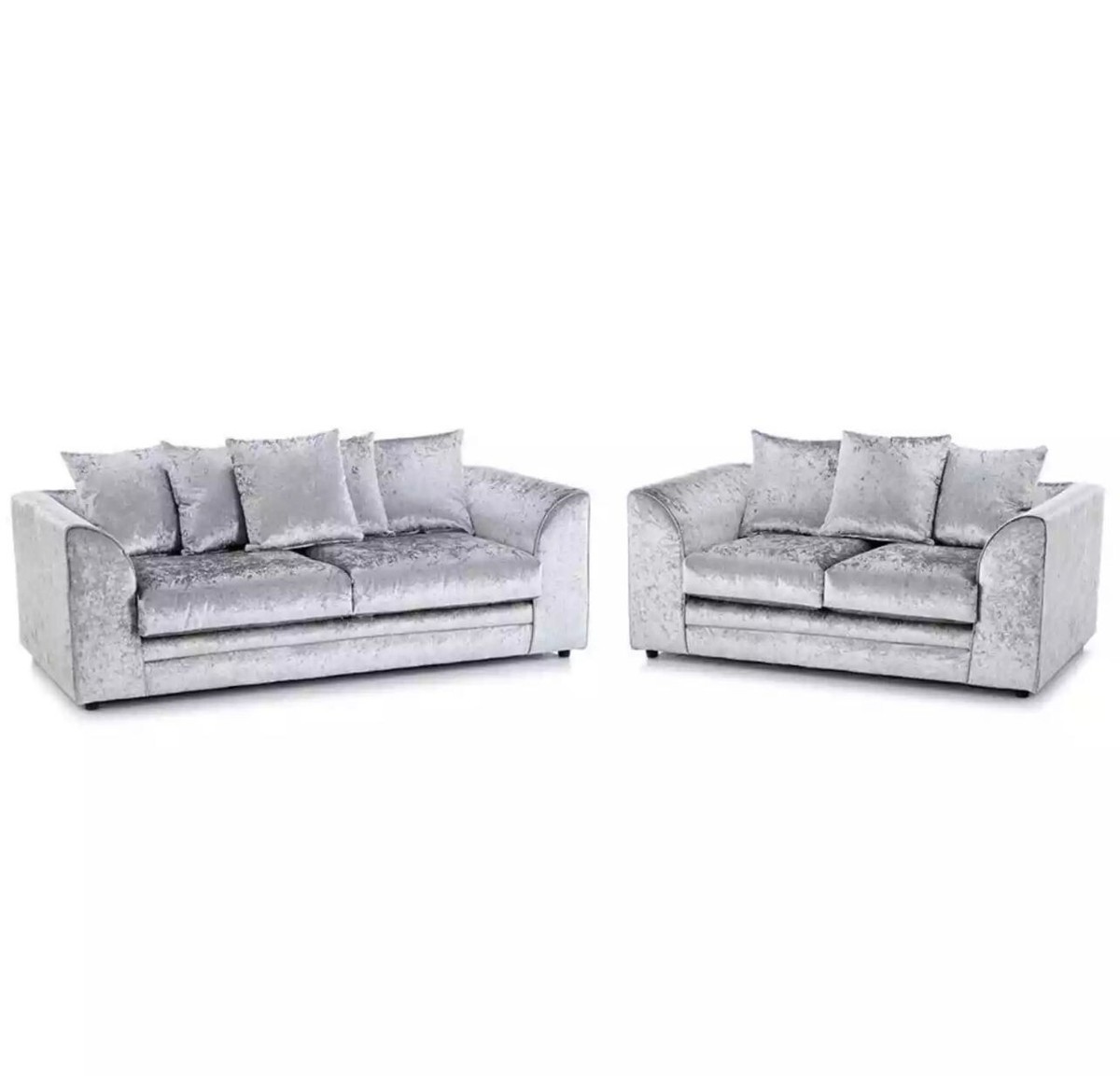 Crushed Velvet Sofa Corner Suite Seater Armchair Set Silver Chicago  Chairs