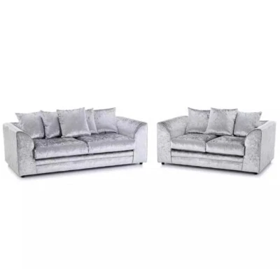 SOFA SCENE CHICAGO DYLANO ZINC Crushed Velvet Sofa Corner Suite 3 2 Seater Armchair Set Silver Chicago Chairs