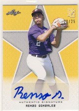 RENZO GONZALEZ 2020 Leaf Perfect Game PG Yellow AUTO /25 MIAMI