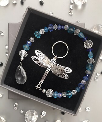 Kristall Libelle hängendes Ornament Geschenk verpackt mit Andenken Karte Sonnenfänger V1