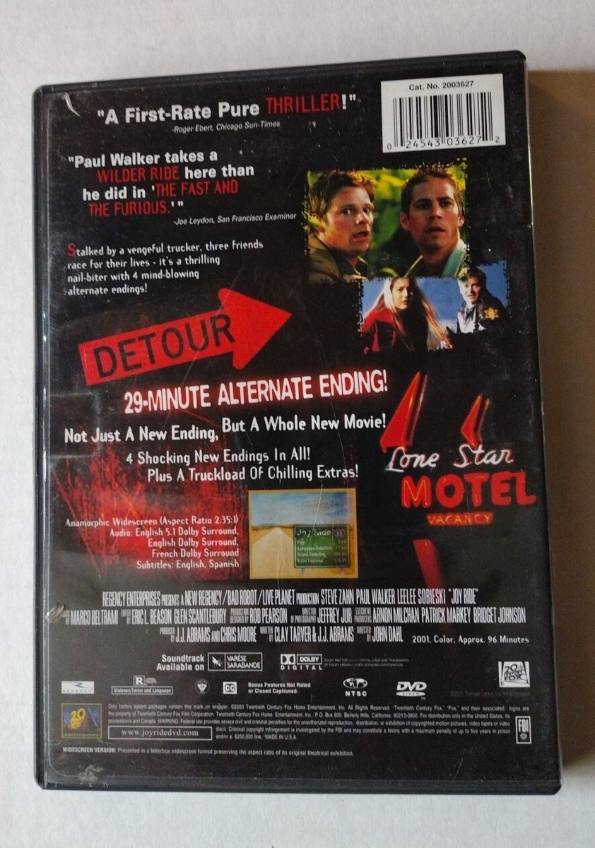 Joy Ride (DVD, 2001) I Don't Sell Anything For Less Than $1