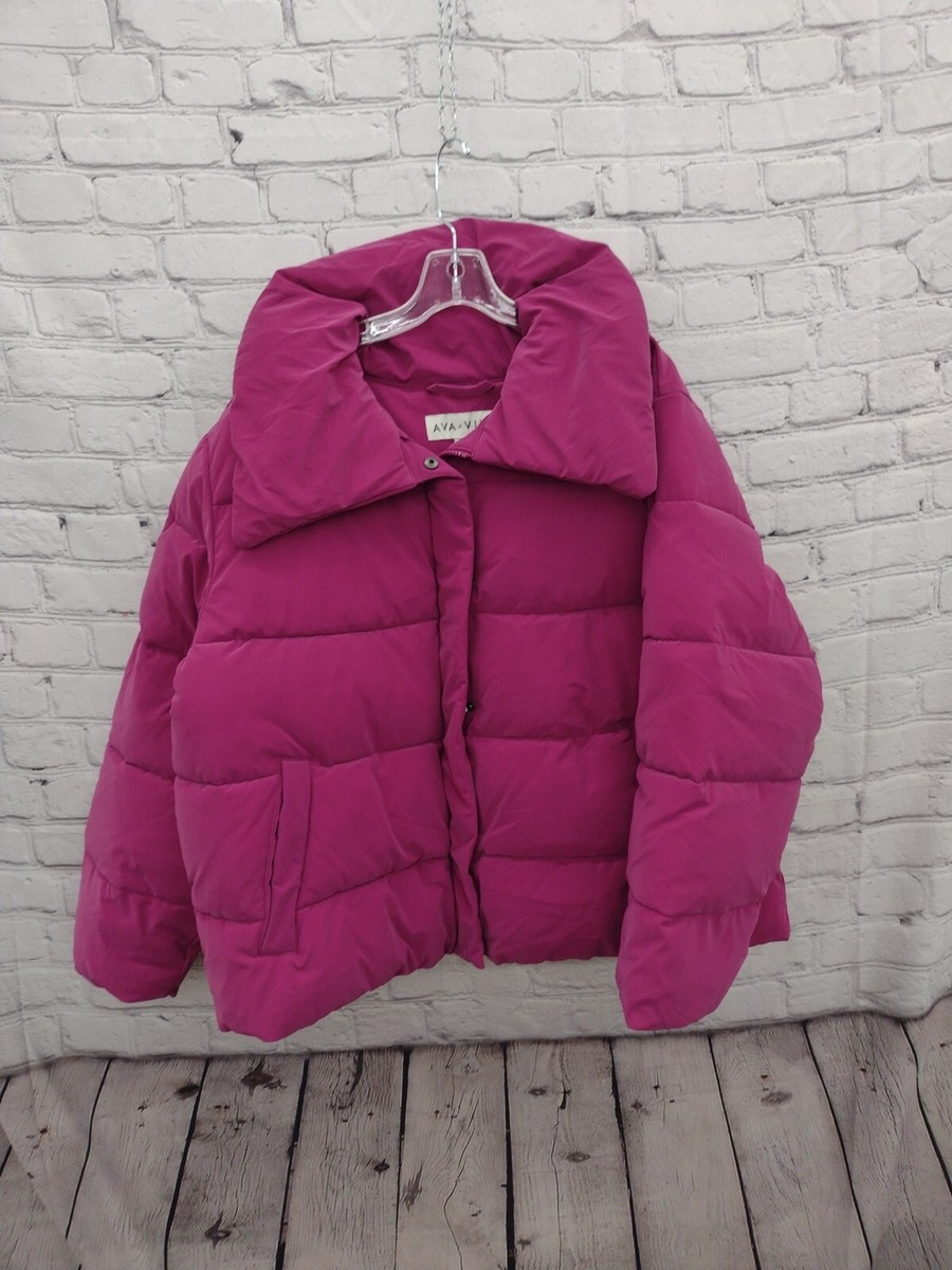 Ava Viv Women's Purple Puffer Jacket 1X