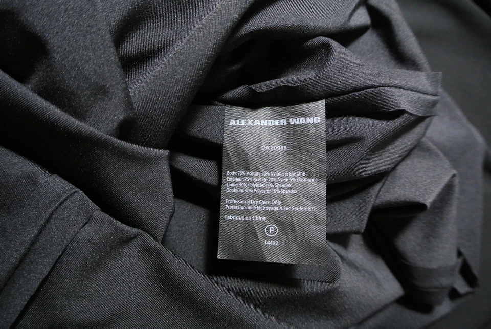 NUEVO Vestido Jersey Alexander Wang Sin Mangas Drapeado Negro - Talla 6 #D2621 Foto 4 de 4