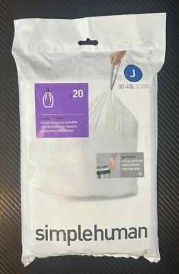 Simplehuman Custom Fit Liners Size J 30-45L (8-12 Gal. US) 20 Pack