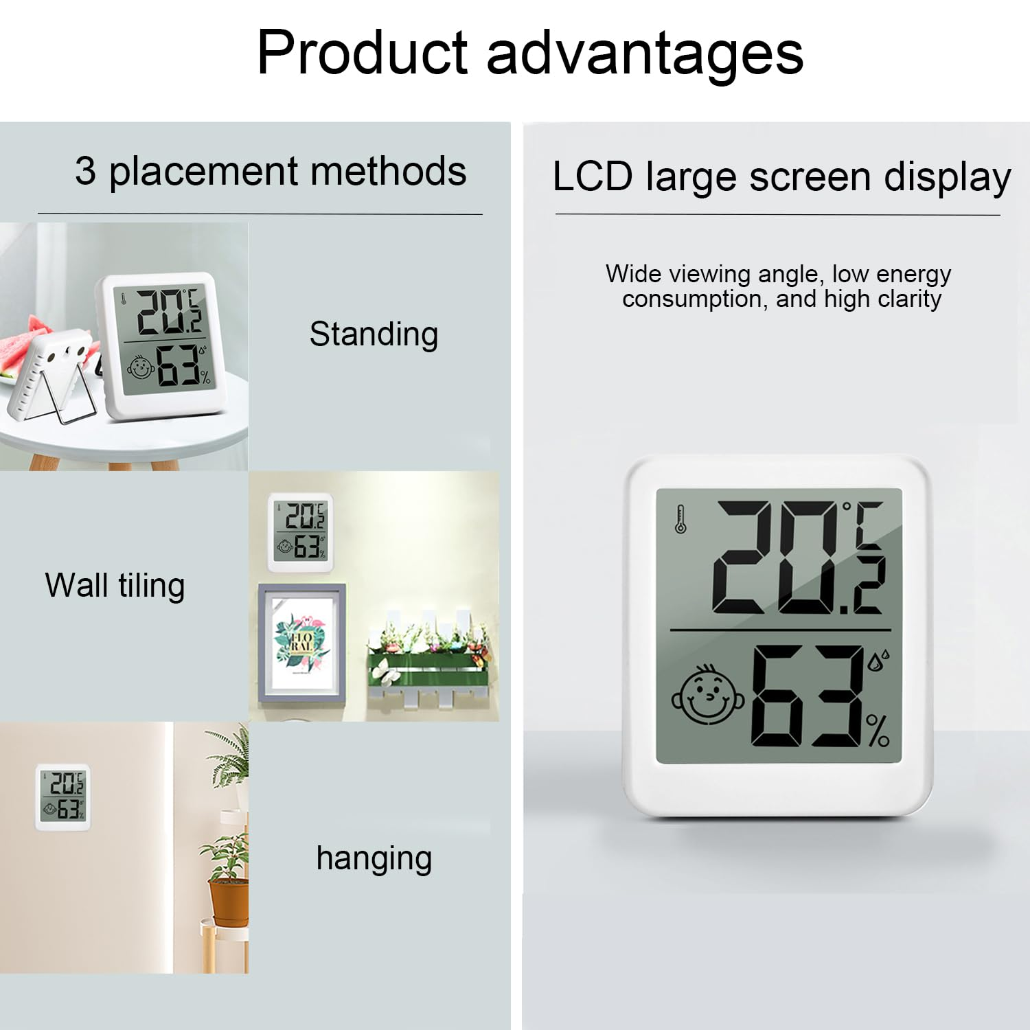 Solar Thermometer Hygrometer - Digitales Raumklimagerät Mit Raumlicht-Betrieb