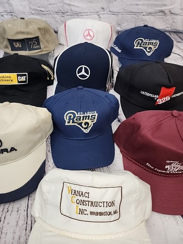 Lot of 19 Vintage Hats Caps Sports Caterpillar Mercedes Travel Strap/Snapback - Picture 6 of 7