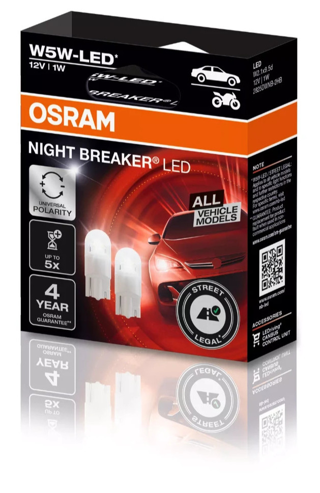 OSRAM Night Breaker LED W5W (Twin) Sidelight Bulbs - Image 3