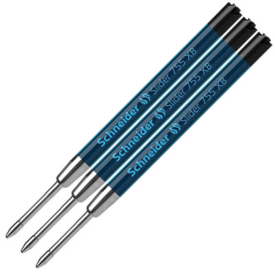 3x SCHNEIDER Kugelschreiber Mine Slider 755 Stärke XB Extra Breit schwarz neu