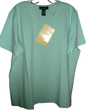 NWOT 💥 DENIM & Co. 💥 Short Sleeve Shirt Top Stretch XL