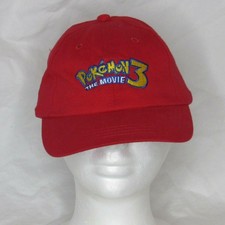 Vintage Pokemon 3 The Movie One Size Youth Cap Hat Red Elastic Back 2001