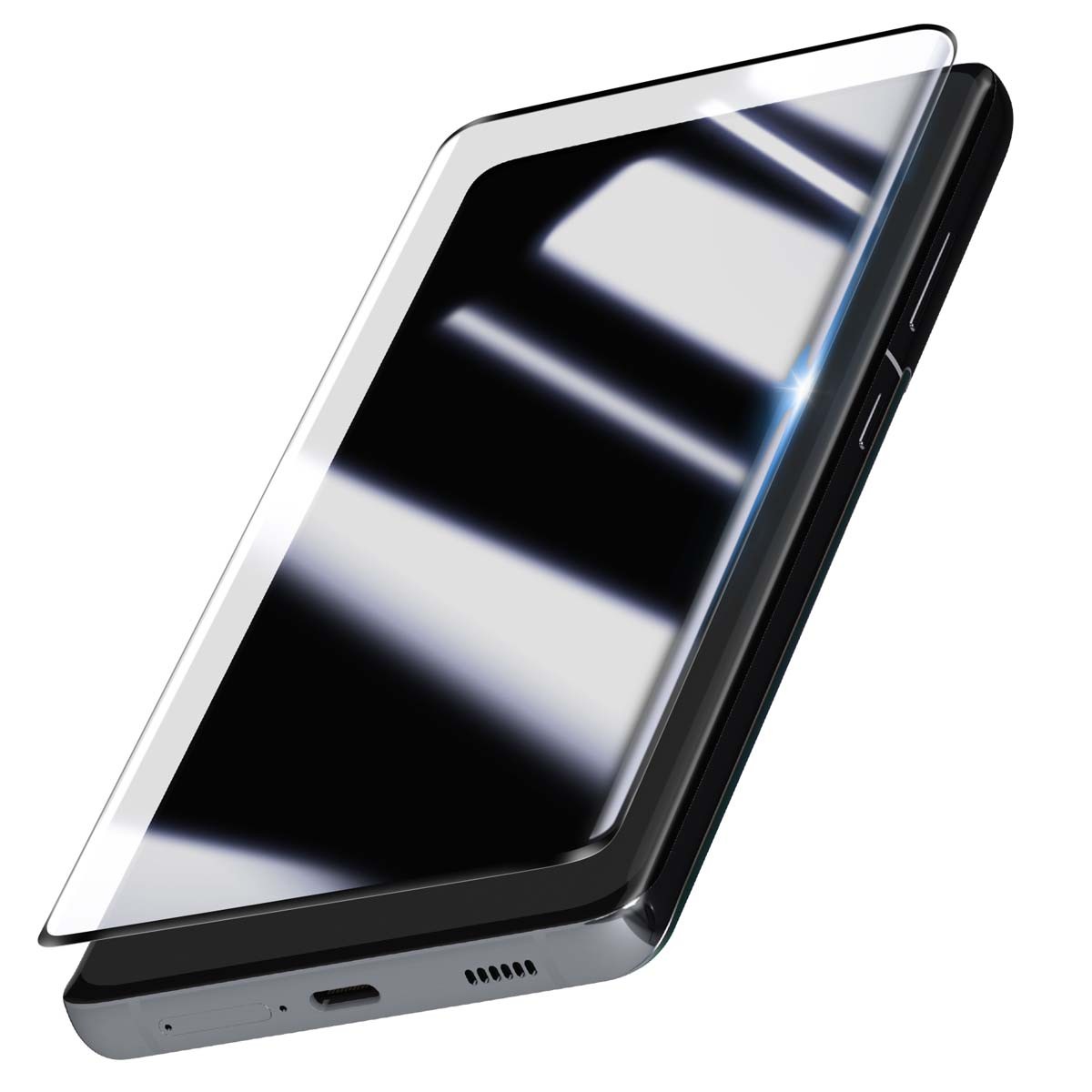Verre trempé incurvé 3D Avizar pour Galaxy S21 Ultra d'une dureté 9H anti-rayures noir