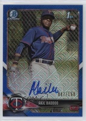2018 Bowman Chrome Prospect HTA Blue Mojo Refractor /150 Akil Baddoo Auto 12i0