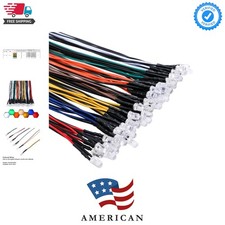 56pcs 7 Colors x 8pcs 12 Volt LED Lights Emitting Diodes Pre Wired DC 12v 5mm...